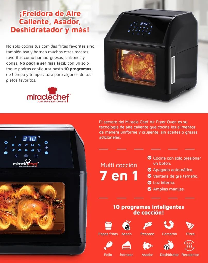 Horno 7 en 1 Miracle Chef Air Fryer Oven